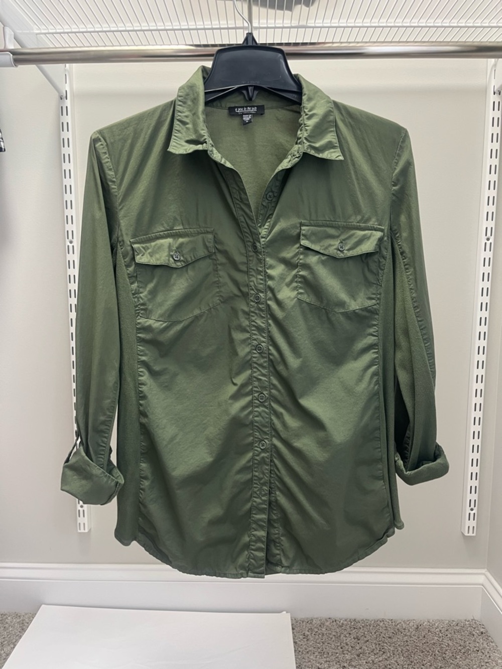 A Pea in the Pod Olive Green Button-Down Maternity Shirt
